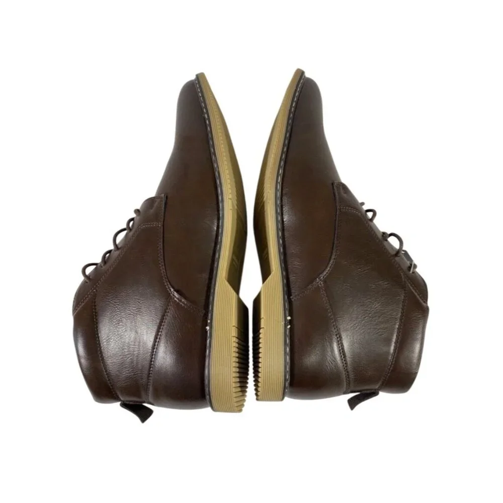 Mens London Fog Chukka Boots Brown With Memory Foam Soles $120 MSRP